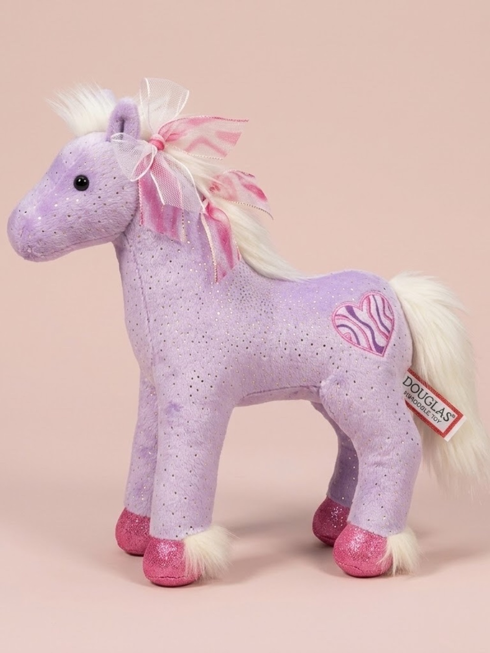 [BOGO] Douglas Purple Sparkle Horse with Zebra Stripe Heart Patch